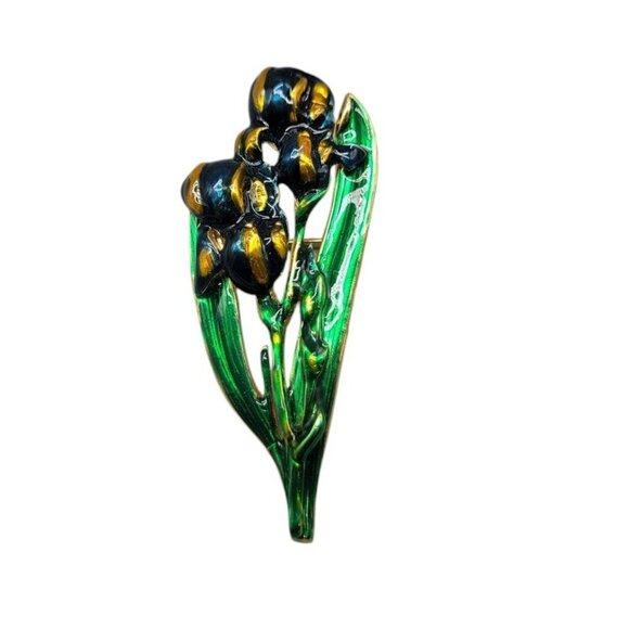 MFA Blue Iris Brooch Enamel Museum Fine Arts Vintage Pin - Picture 8 of 10